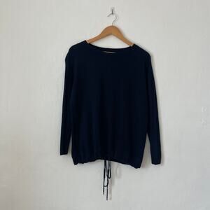 Lafayette 148 – Navy Blue Cinched Hem Wool Blend Sweater